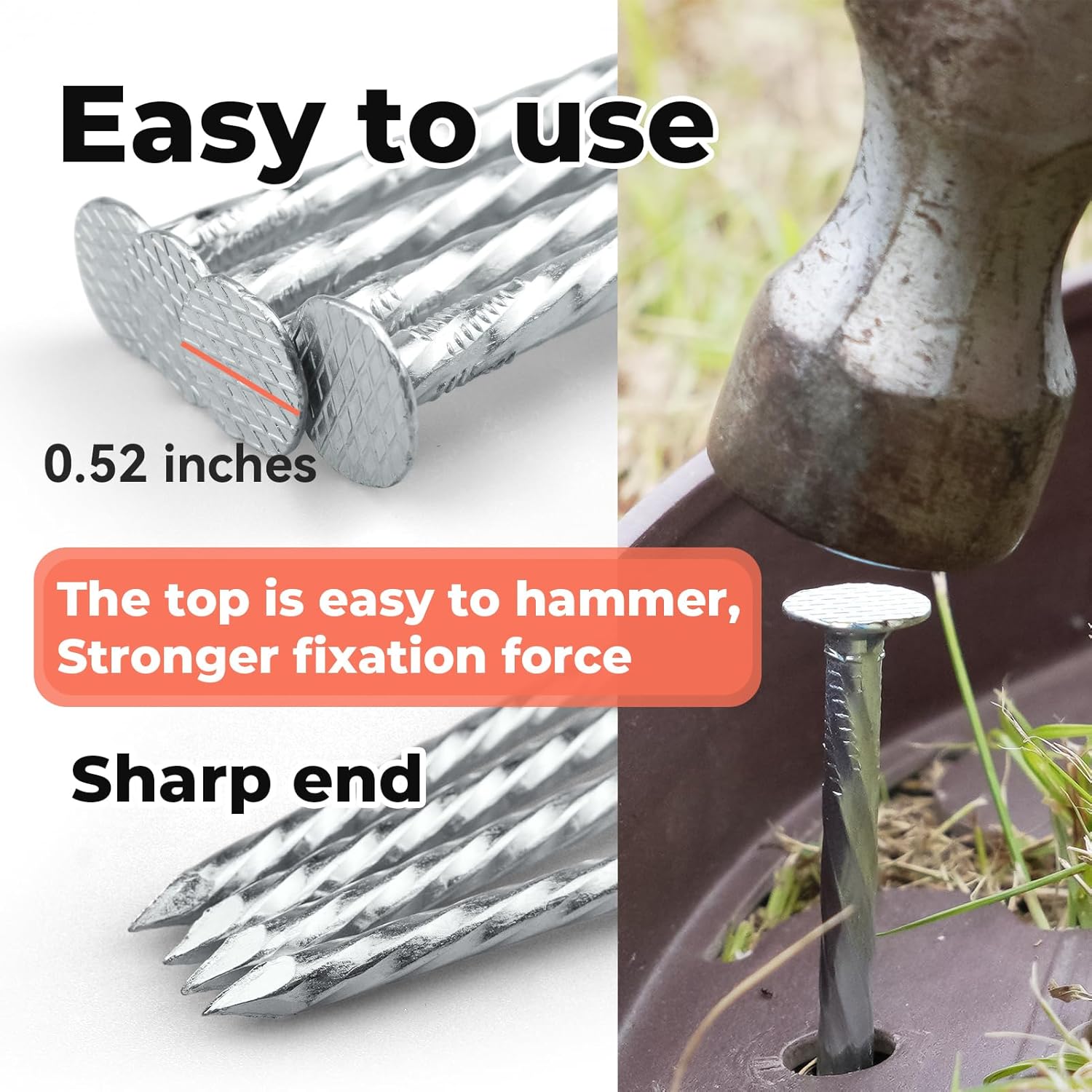 8" Heavy Duty Spiral Landscape Spikes - Solid Galvanized Metal Garden Stakes for Fixing Paver