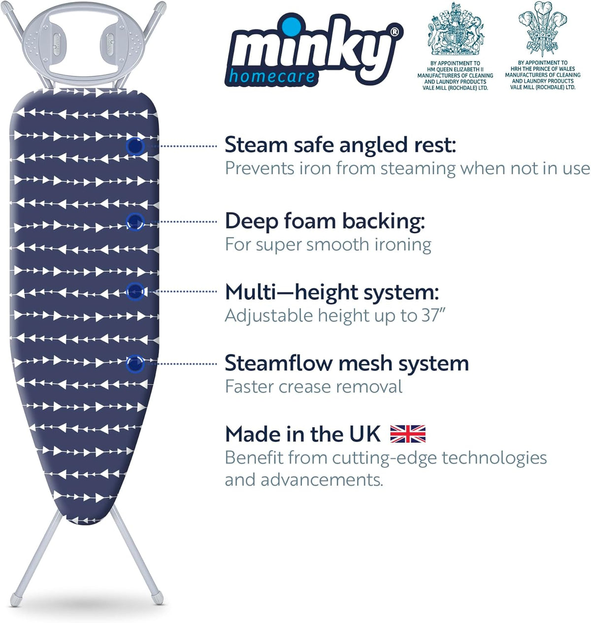 Classic 4-Leg Ironing Board with Iron Rest - Freestanding Full Size Iron Board for Clothes Pressing