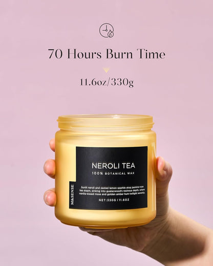 M&SENSE Neroli Tea Scented Candle - 11.6oz Natural Soy Wax Non Toxic 70-Hour Burn, 2-Wick Citrus