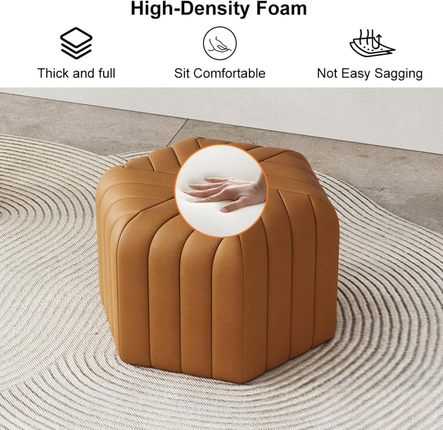 homary 18.5" Hexagonal Pouf Ottoman Upholstered, Velvet Footrest Rest Stools Modern Sofa Footrest