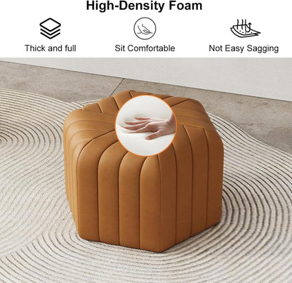 homary 18.5" Hexagonal Pouf Ottoman Upholstered, Velvet Footrest Rest Stools Modern Sofa Footrest