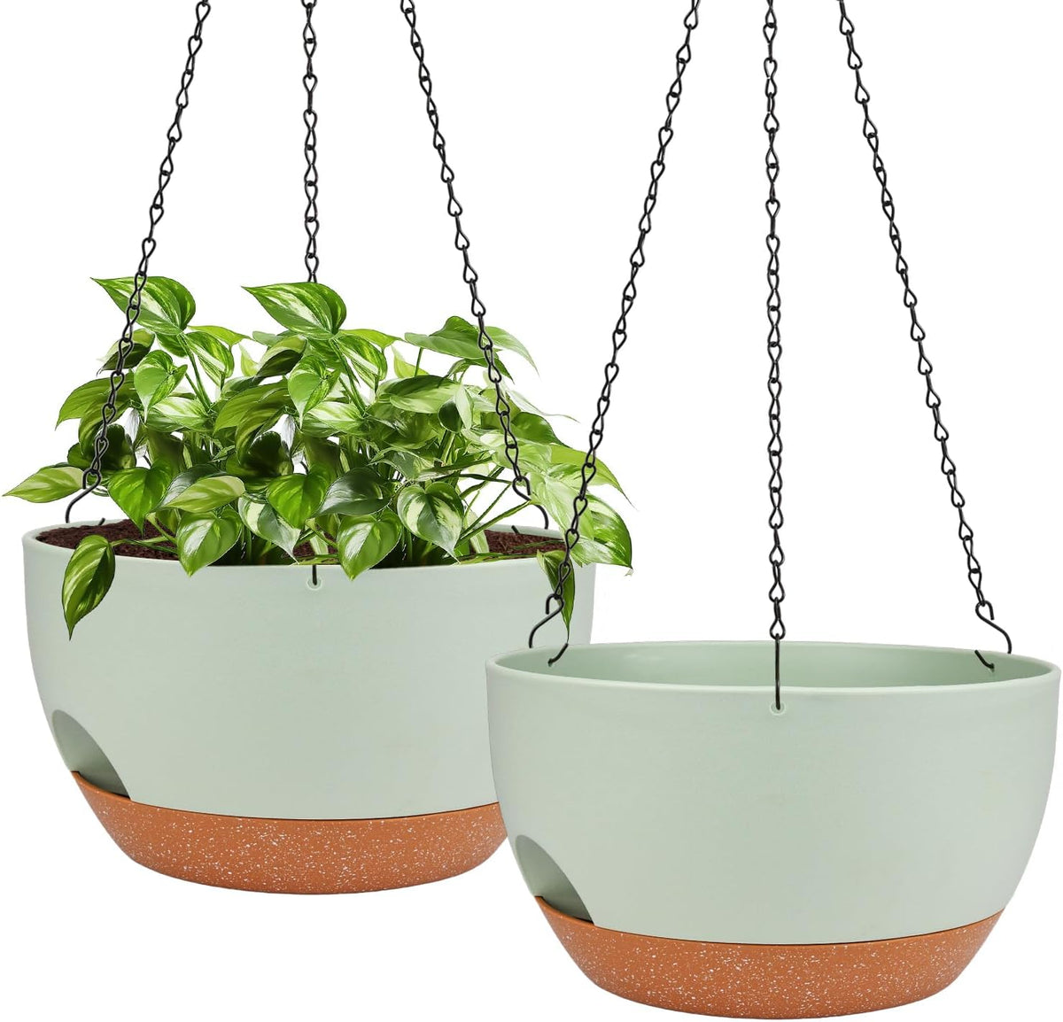 Hanging Planters for Outdoor Indoor Plants, 2 Pack 12 Inch Hanging Basket Plants Outdoor, Self