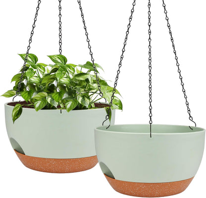 Hanging Planters for Outdoor Indoor Plants, 2 Pack 12 Inch Hanging Basket Plants Outdoor, Self