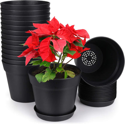 homenote Pots for Plants, 15 Pack 6 Inch Plastic Planters with Multiple Drainage Holes and