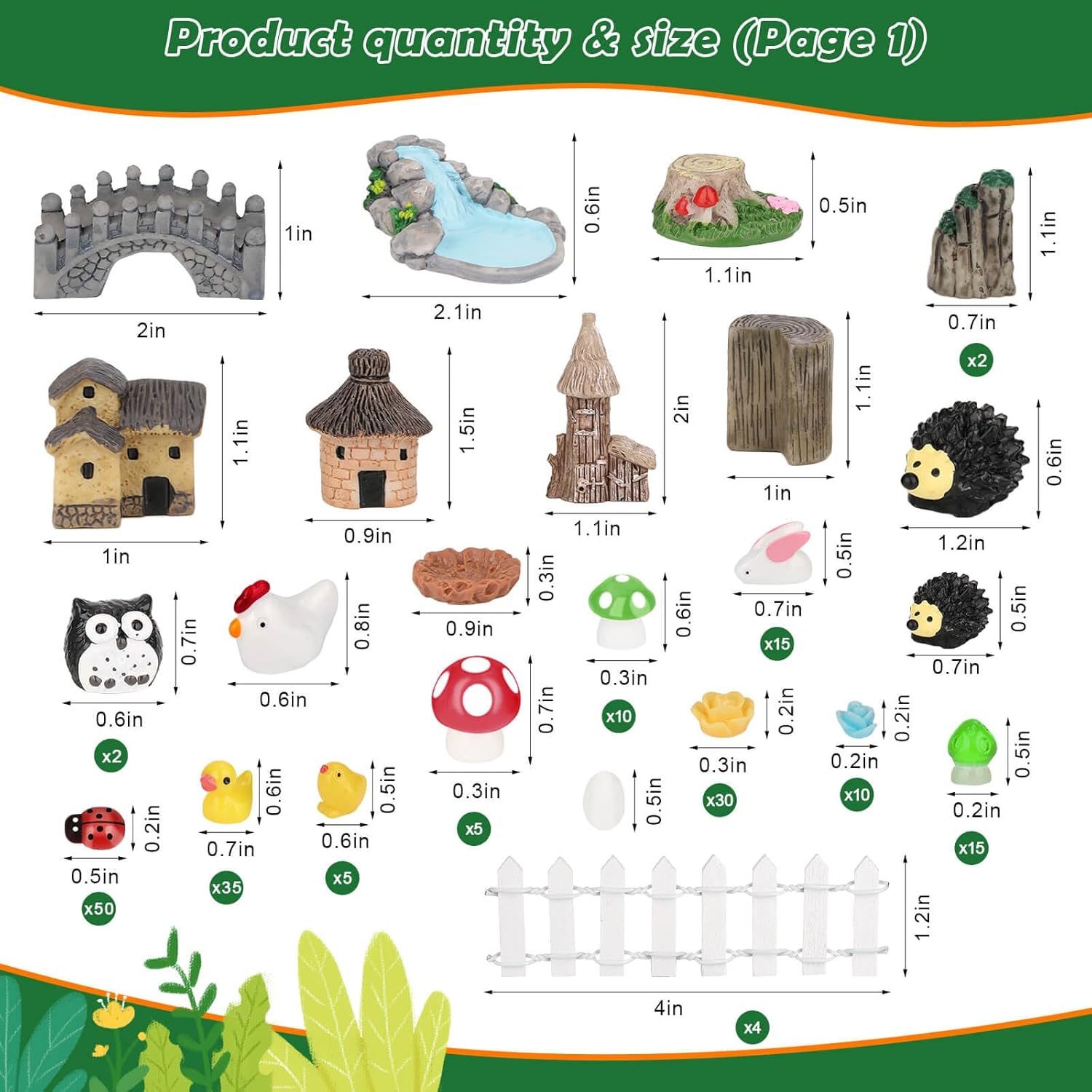 Thrilez 210 Pieces Miniature Fairy Garden Accessories, Including Resin Animals, Miniature