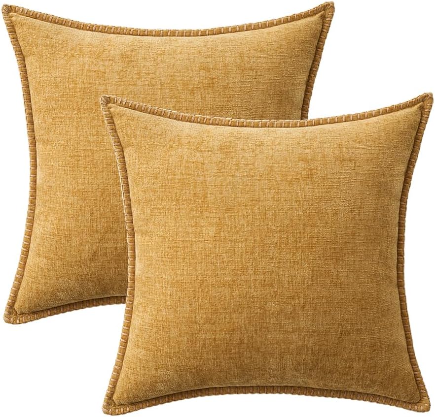 MIULEE Pack of 2 Couch Throw Pillow Covers 20x20 Inch Gold Farmhouse Decorative Pillow Covers with