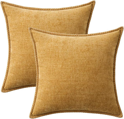 MIULEE Pack of 2 Couch Throw Pillow Covers 18x18 Inch Gold Farmhouse Decorative Pillow Covers with