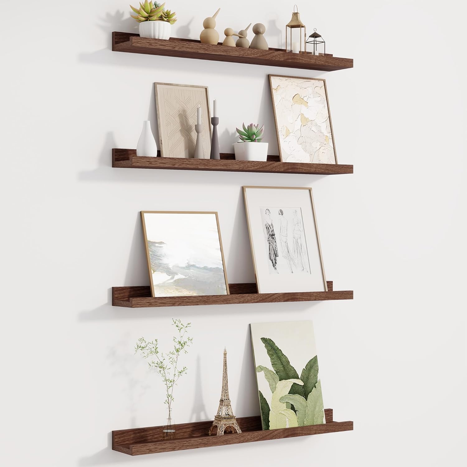 Picture Ledge Shelf for Wall, Floating Shelves Set of 4, 24 Inch Long Nursery Book Shelves for Toys