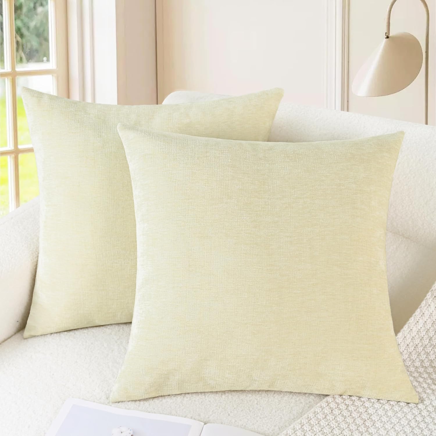 CaliTime Throw Pillow Covers Decorative 16 X 16 Inches Pack of 2 Cozy Chenille Cushion Cases for