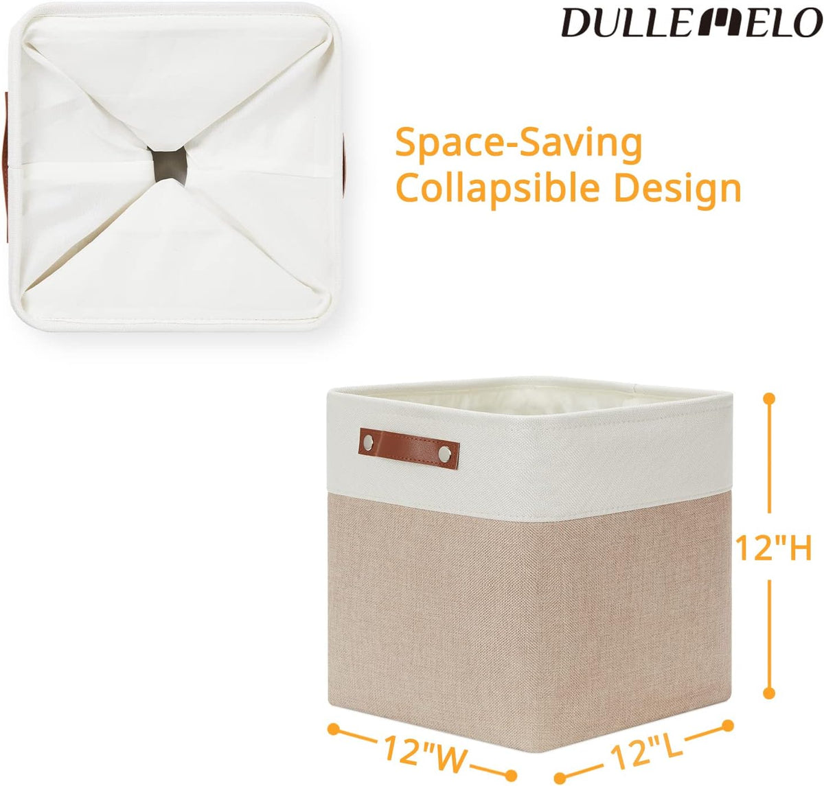 DULLEMELO Cube Storage Bins - 4 Pack Foldable Large Storage Baskets 12 inch Gifts Empty Fabric Bins