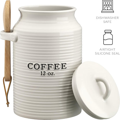Barnyard Designs Coffee Canister for Kitchen Counter, Decorative Ceramic Coffee Container, Rustic