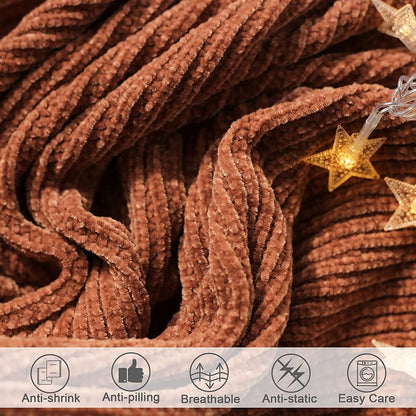 lifein Throw Blanket for Couch, Soft Boho Decor Bed Throw,Cozy Burnt Orange Chenille Knitted Small
