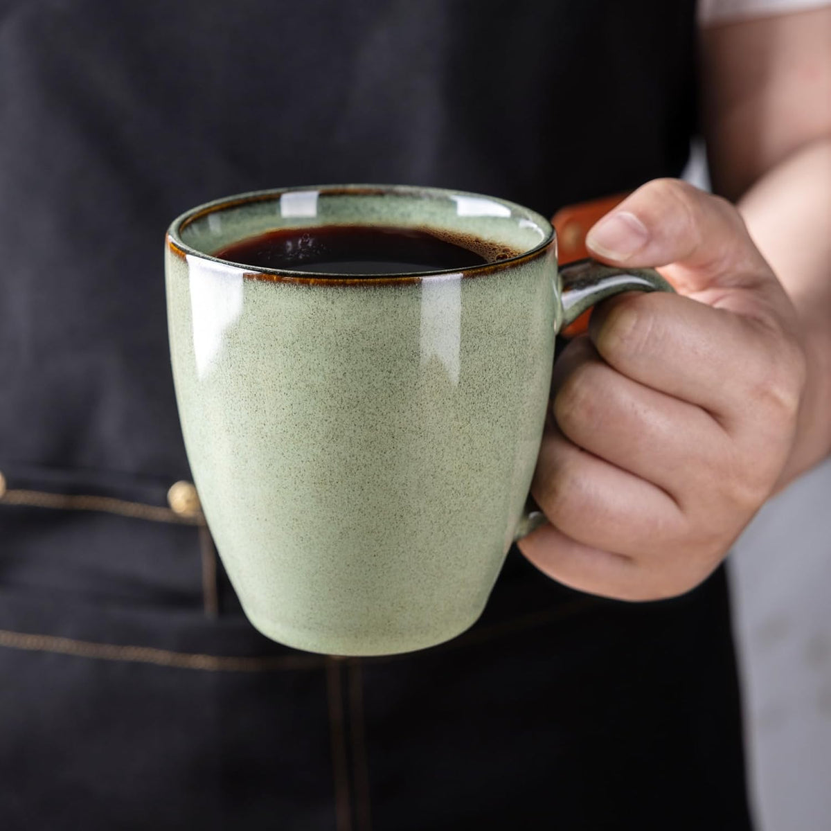 GBHOME Ceramic Coffee Mugs Set of 6, 12oz Stoneware Coffee Mugs Set For Dad Mom Women MEN, Light