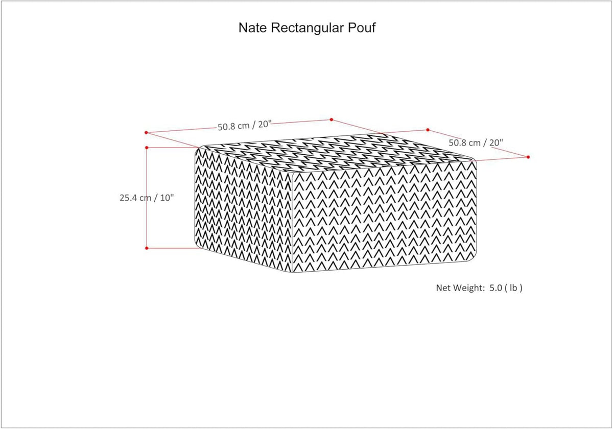 SIMPLIHOME Nate 20-inch Wide Square Pouf in Patterned Denim Mélange, Handwoven Boho-Style Cotton
