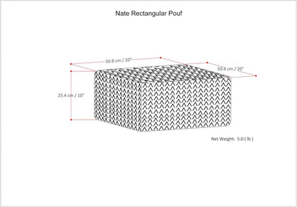 SIMPLIHOME Nate 20-inch Wide Square Pouf in Patterned Denim Mélange, Handwoven Boho-Style Cotton