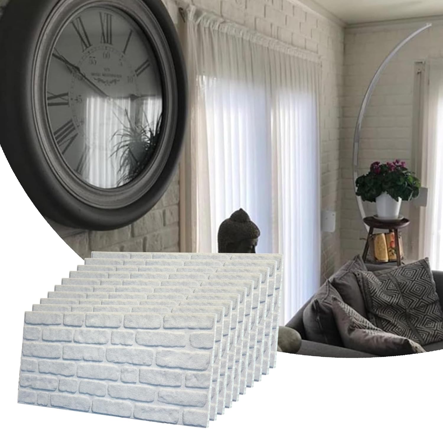Dundee Deco 3D Wall Panels Faux Brick - Cladding, White Stone Look Wall Paneling, Styrofoam Facing