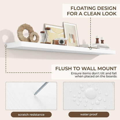 RICHFOCUS 72Inch Floating Shelves for Wall 2 Pack Shelves for Bedroom|Kitchen|Bathroom Wall Mounted
