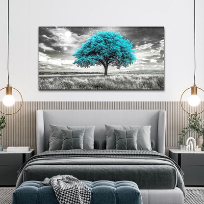KELIYUAN Large Canvas Wall Art For Living Room Wall Decor For Bedroom Corridor Blue Tree Natural
