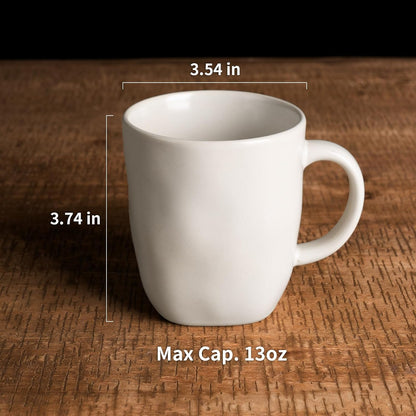 famiware Coffee Mugs Set of 4, Ocean Square 13oz Coffee Cup Set with Handle for Cocoa, Milk, Hot