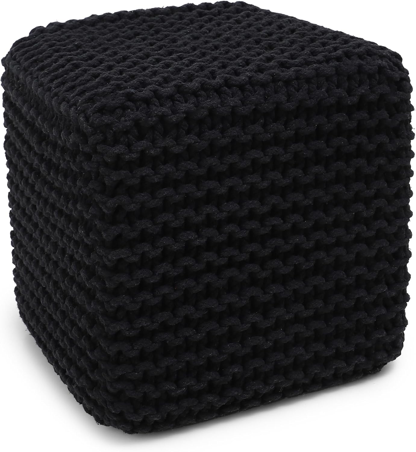 REDEARTH Cube Pouf Foot Stool Ottoman - Hand Knitted Poof - Cord Boho Pouffe - Home Décor - Stuffed