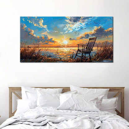 LASMOND Canvas Prints Wall Art Sunset Ocean Beach Pictures Photo nature landscape Paintings for