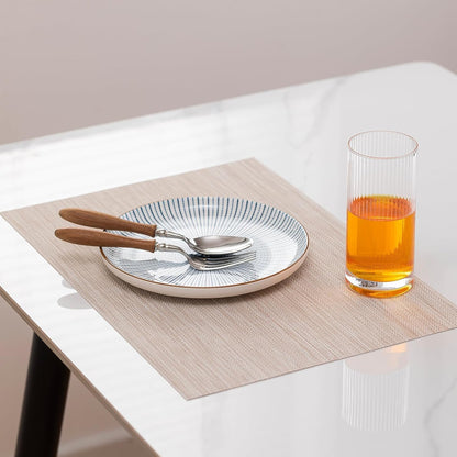 LEXMORE Placemats Set of 8 Vinyl/Plastic Woven Place Mats for Kitchen Table Indoor/Outdoor Washable