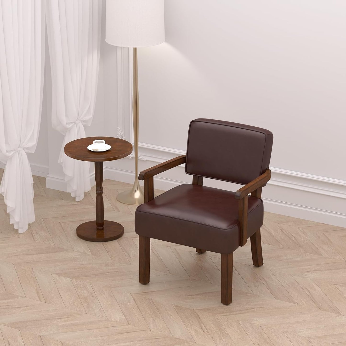 Accent Chair, PU Leather Living Room Chairs Oversized with Soft Seat and Armrests, Armchair for