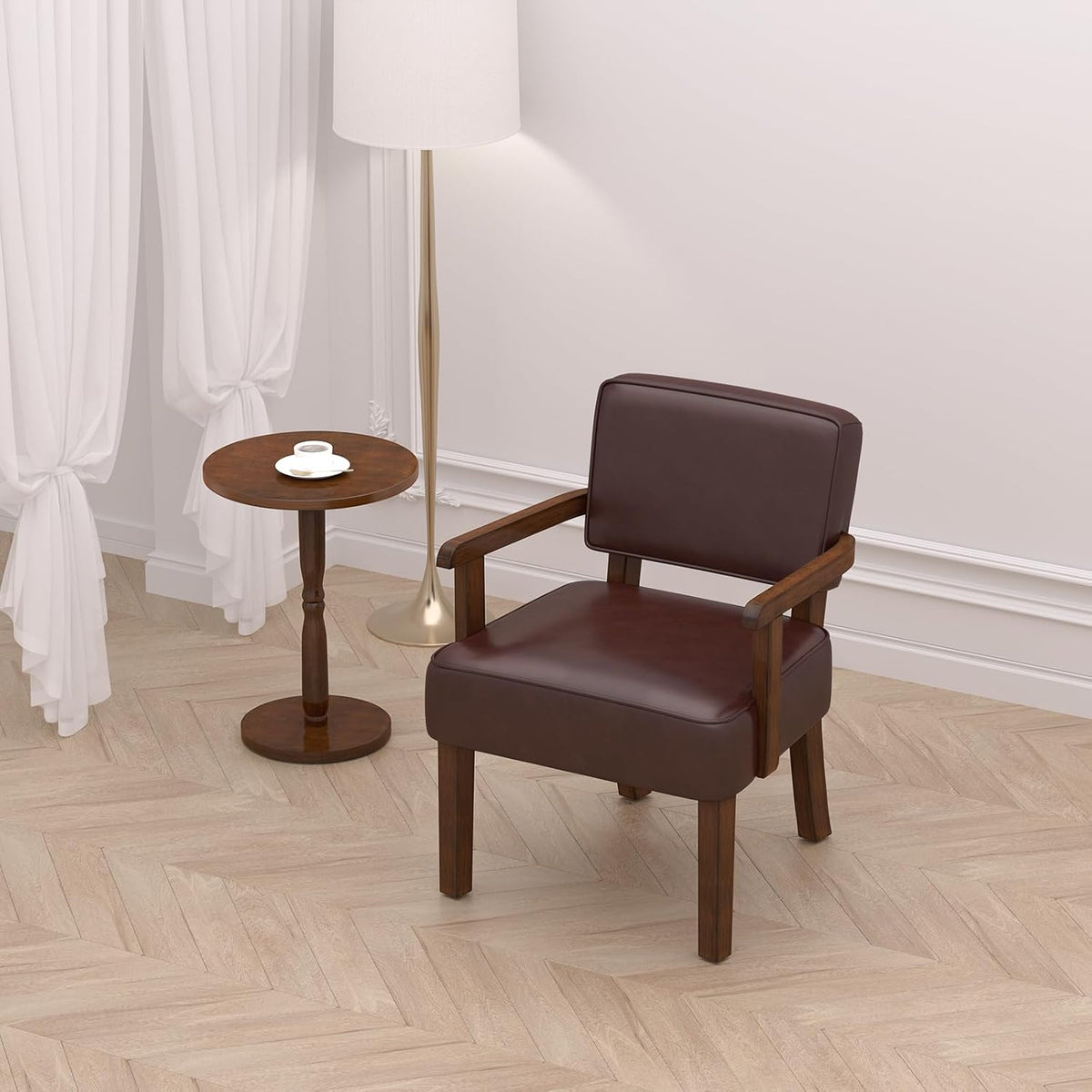 Accent Chair, PU Leather Living Room Chairs Oversized with Soft Seat and Armrests, Armchair for