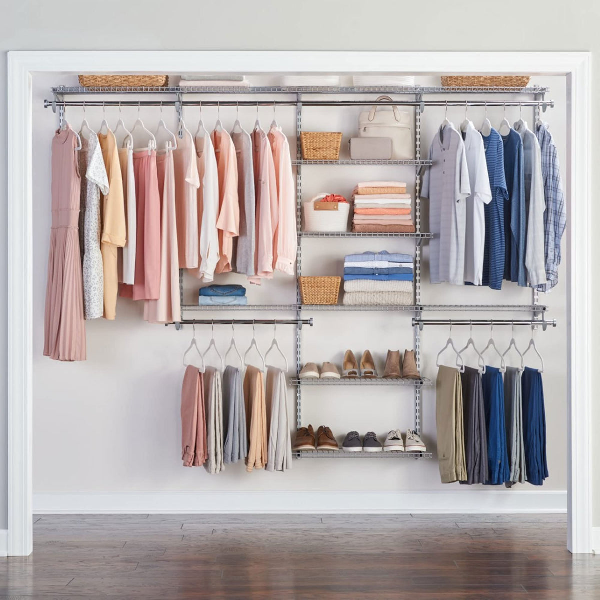 Rubbermaid Configurations Closet Shelves & Hanging Kit (2) 26" Shelves Titanium Custom Pantry