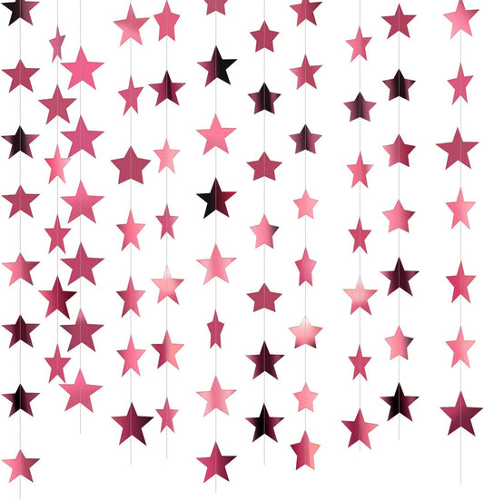 Patelai Glitter Star Garland Banner Decor 130 Feet Star Hanging Bunting Banner Twinkle Backdrop for
