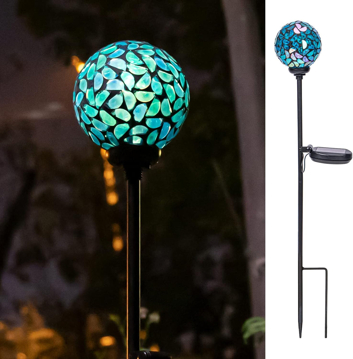 VCUTEKA Solar Lights Outdoor Decorative - Mosaic Solar Garden Light Waterpoof LED Pathway Stake