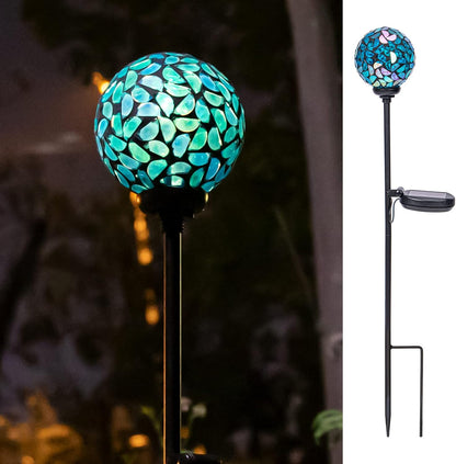 VCUTEKA Solar Lights Outdoor Decorative - Mosaic Solar Garden Light Waterpoof LED Pathway Stake