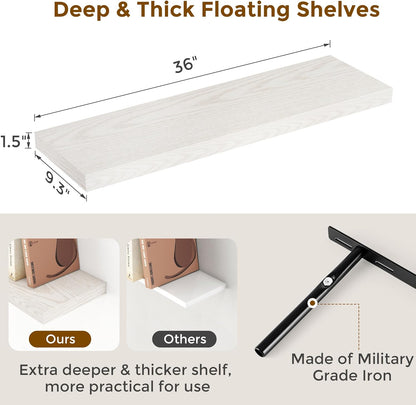 Floating Shelves 48 Inch Long, 48"W x 9"D Wall Shelf Invisible Bracket, 9 Inch Deep Floating Shelf