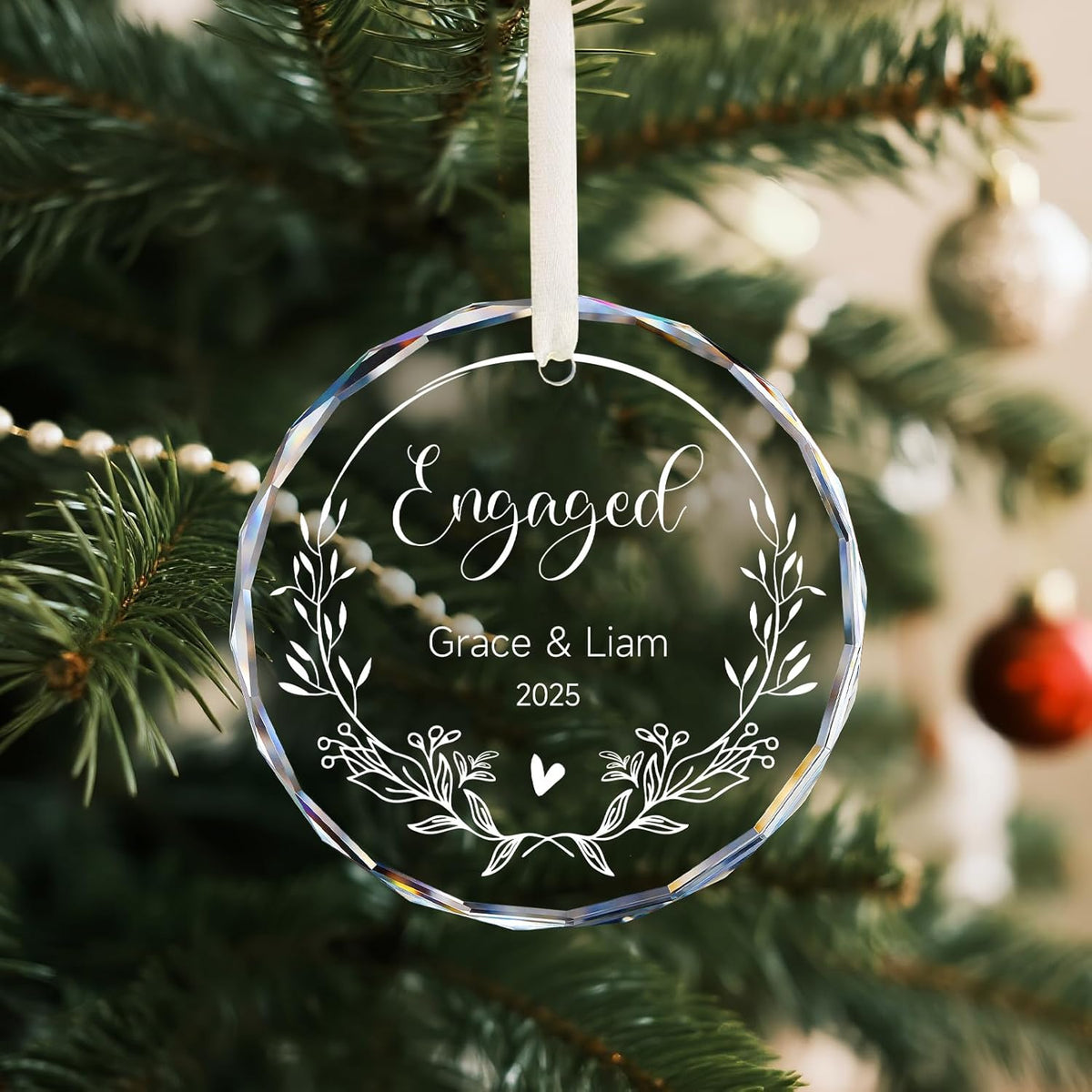 Engagement Gifts for Couples - Personalized Ornaments Keepsake Gift for Newly Engaged, Women