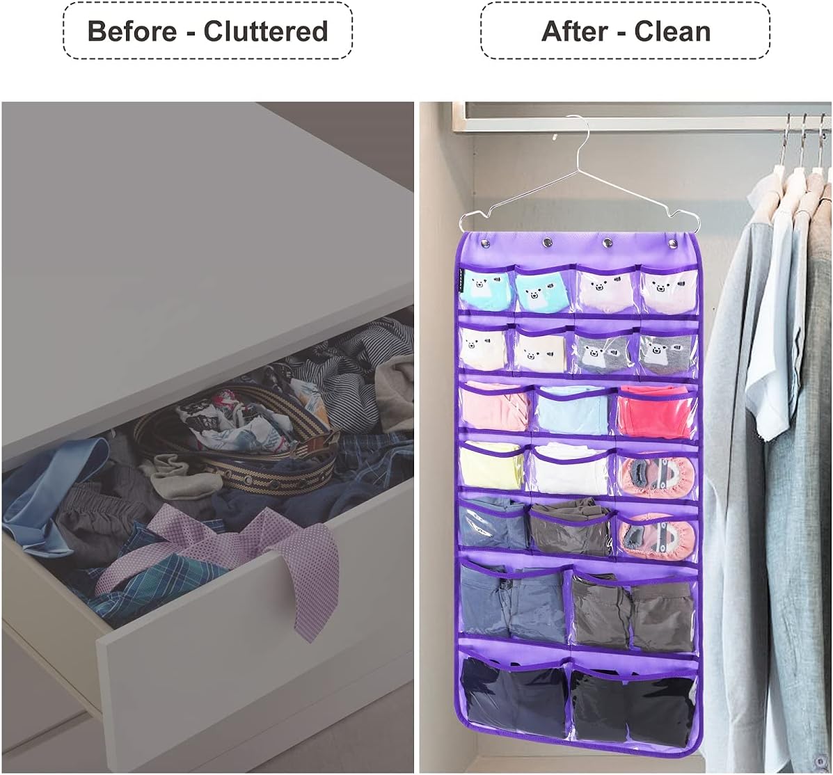Dual Sided Hanging Organizer for Jewelry Makeup Storage Closet Organizers for Bows Socks Underwear