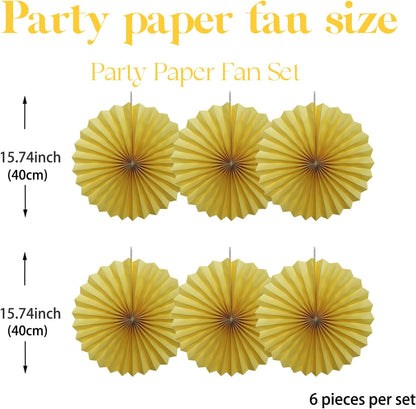 Yellow Birthday Decorations,DIY Yellow Paper Fans Hanging Decoration ,Party Supplies Party Fans