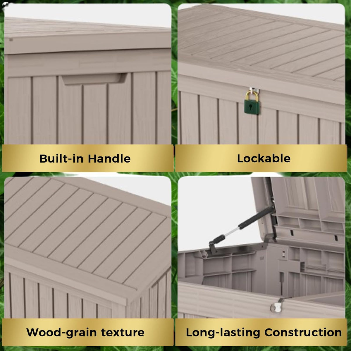 180 Gallon Lockable Resin Deck Box, Waterproof & UV-Resistant Outdoor Storage Box for Outdoor