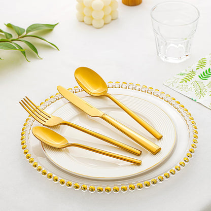 KINGSTONE Gold Silverware Set, 60-Piece Forged Flatware Set Cutlery Set Premium Stainless Steel