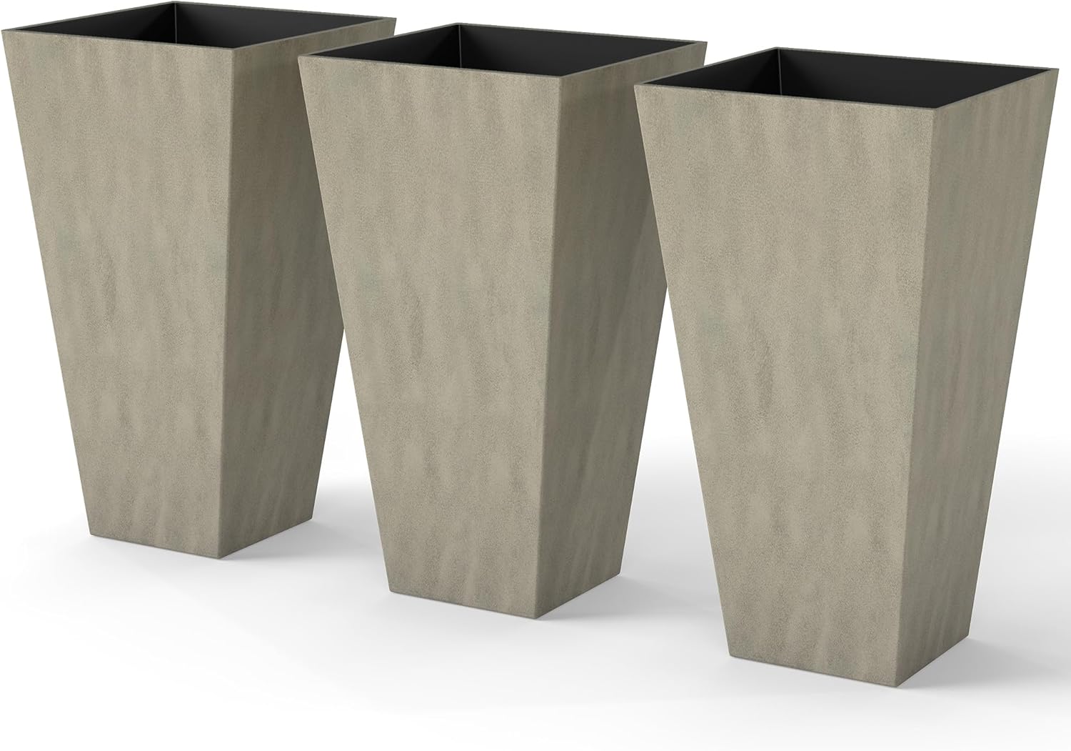 Outsunny Tall Planters for Outdoor Plants Set of 3, 28 in Taper Planters with Drainage Holes