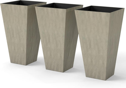 Outsunny Tall Planters for Outdoor Plants Set of 3, 28 in Taper Planters with Drainage Holes