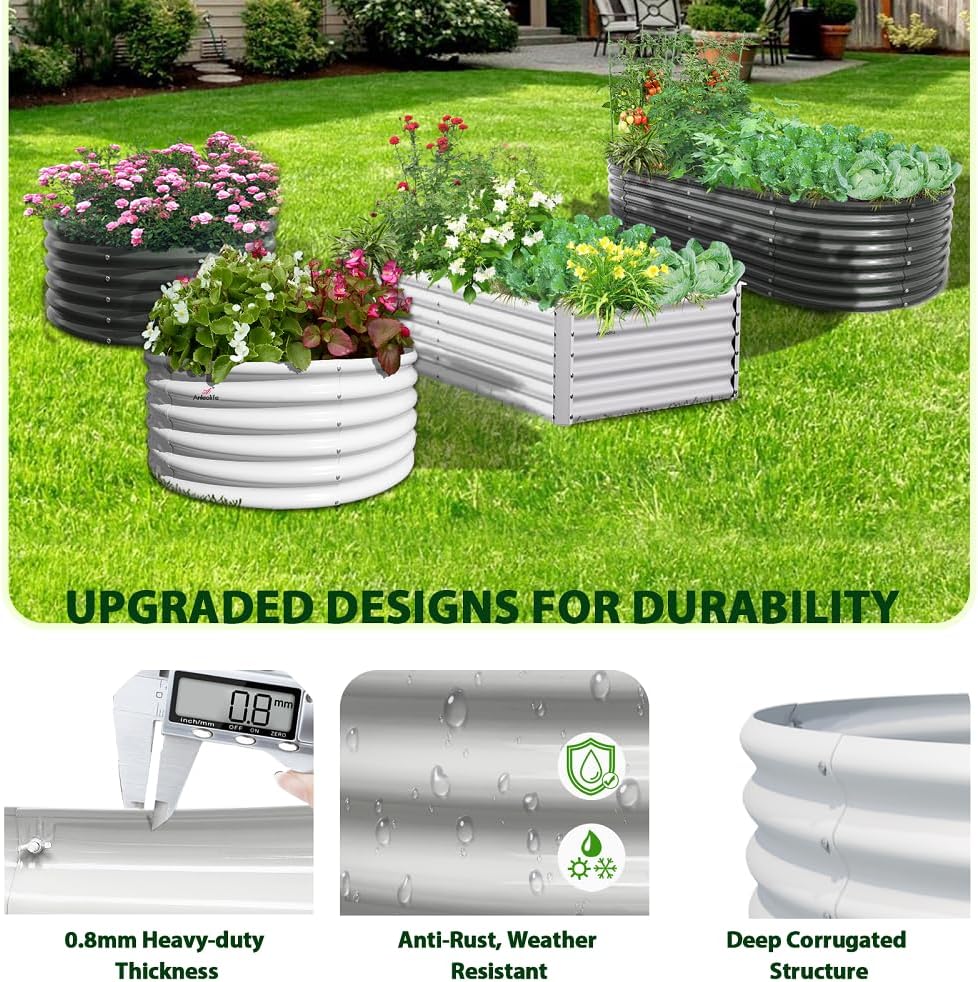 A ANLEOLIFE 6X3X2 ft Galvanized Raised Garden Beds Outdoor-2 Pack, Oval Large Metal Deep Root