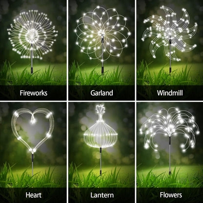 8 Pack Outdoor Solar Garden Lights, Firework Lights Solar Powered 8 Modes, Solar Landscape Lamp