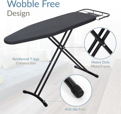 Ironing Board 48" x 15" with Retractable Iron Rest, RAINHOL Heavy Duty Full Size Iron Board, Sturdy