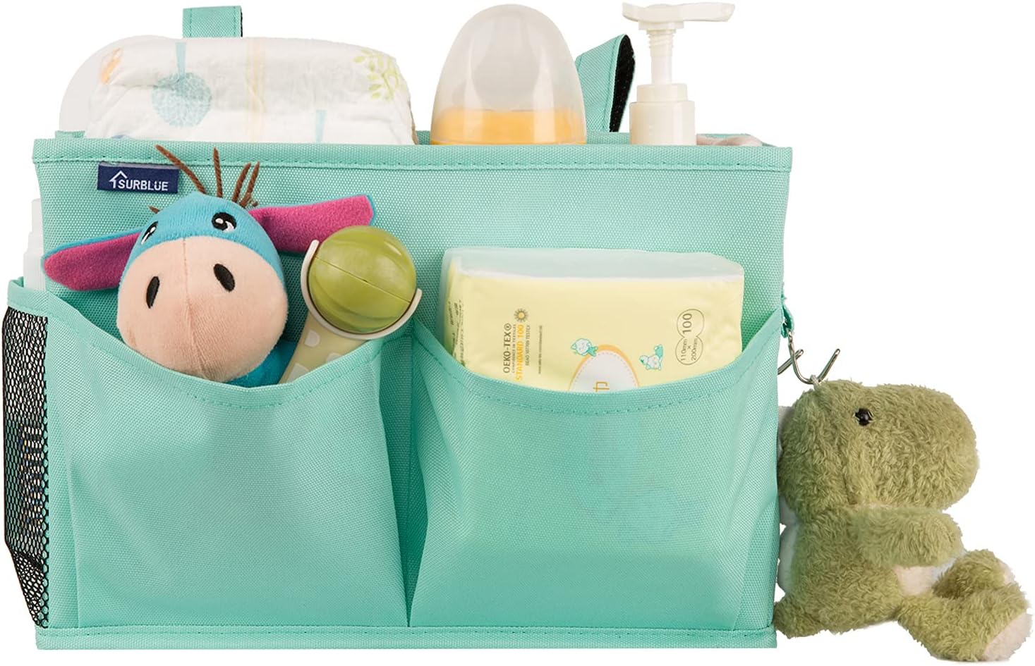 Surblue Caddy Hanging Organizer Bedside Storage Bag for Bunk and Hospital Beds, Green, Small