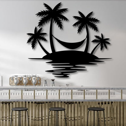 Palm Tree Metal Wall Decor,Palm Tree Outdoor Wall Art,Tropical Palm Tree Wall Decorations for
