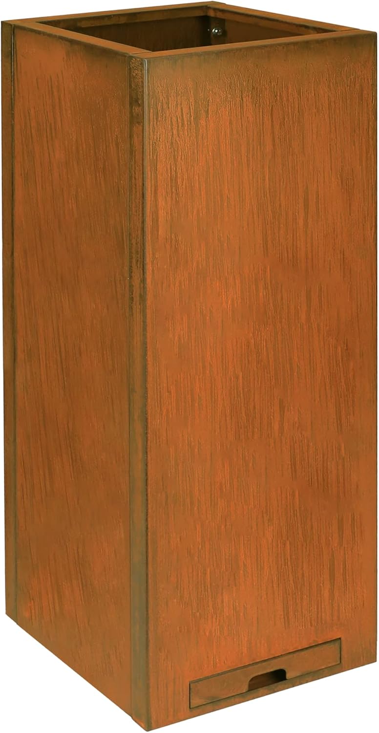 KOL Pre-Rusted Steel 30''H Planter Box, Weathering Steel Planter Box,Rustic Finish Metal Tall