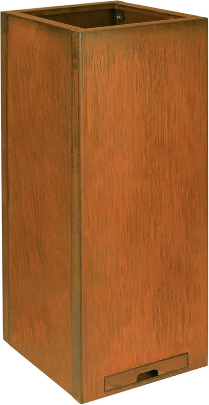 KOL Pre-Rusted Steel 30''H Planter Box, Weathering Steel Planter Box,Rustic Finish Metal Tall