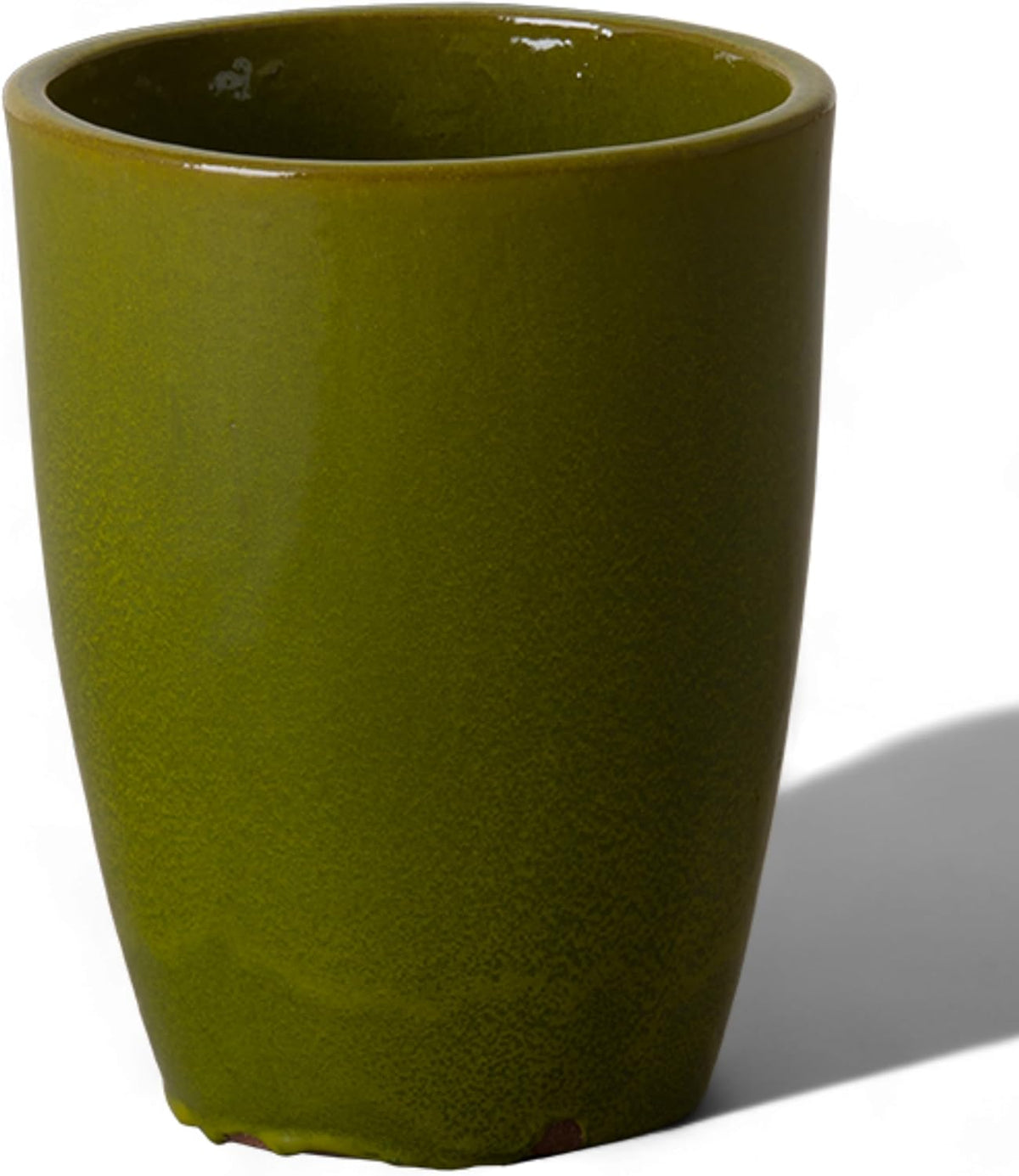 Emissary Bullet 9.5 in. Green Ceramic Round Planter (9.5 in. L x 9.5 in. W x 12 in. H) with