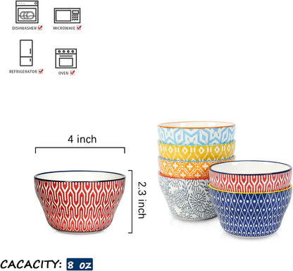 Selamica Ceramic 8oz Bouillon Cups 4 Inch Small Bowls, Dessert bowls for Soup Dipping Sauce Coffee