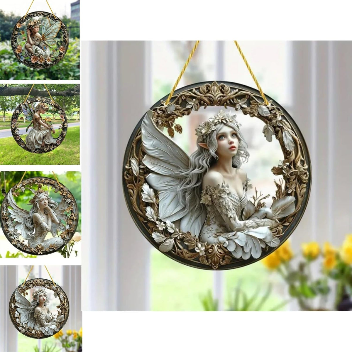 Flower Fairy Garden Decorations Angel Wing Christmas Halloween Deco Statue Art Elf Sculpture
